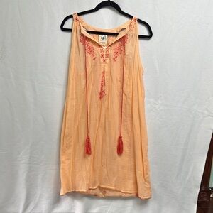 Anthropologie Pink Tie Front Embellished Tunic